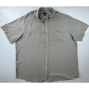 David Taylor Shirt Mens 2XL Brown White Check Short Sleeve Button Up